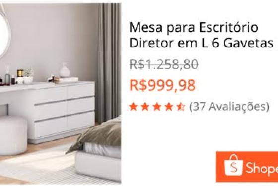 [Mesa para Escritório Diretor em L 6 Gavetas ]